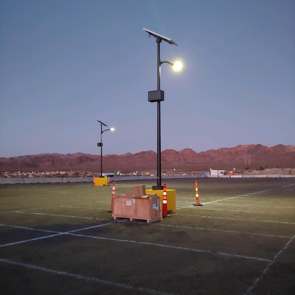 Solar street light installation on a college campus