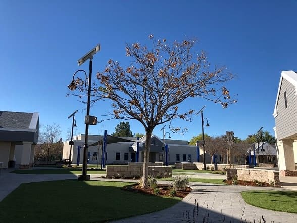Solar panels paired with LED lighting fixtures