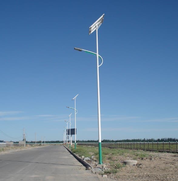 Small solar walkway lights lining a garden path