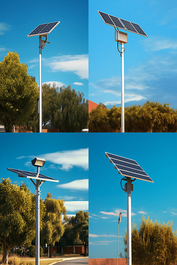Solar industrial light illuminating a warehouse loading dock at night