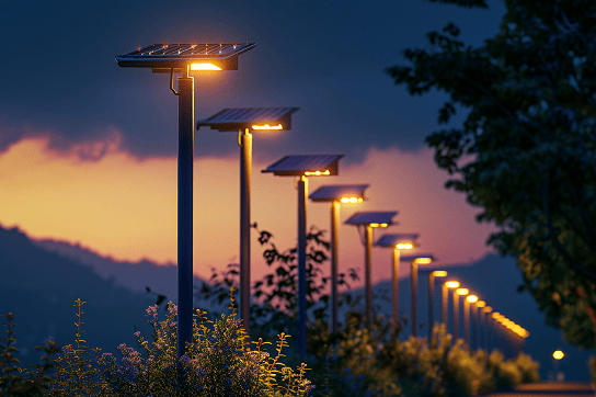 Technician diagnosing a solar outdoor light fixture