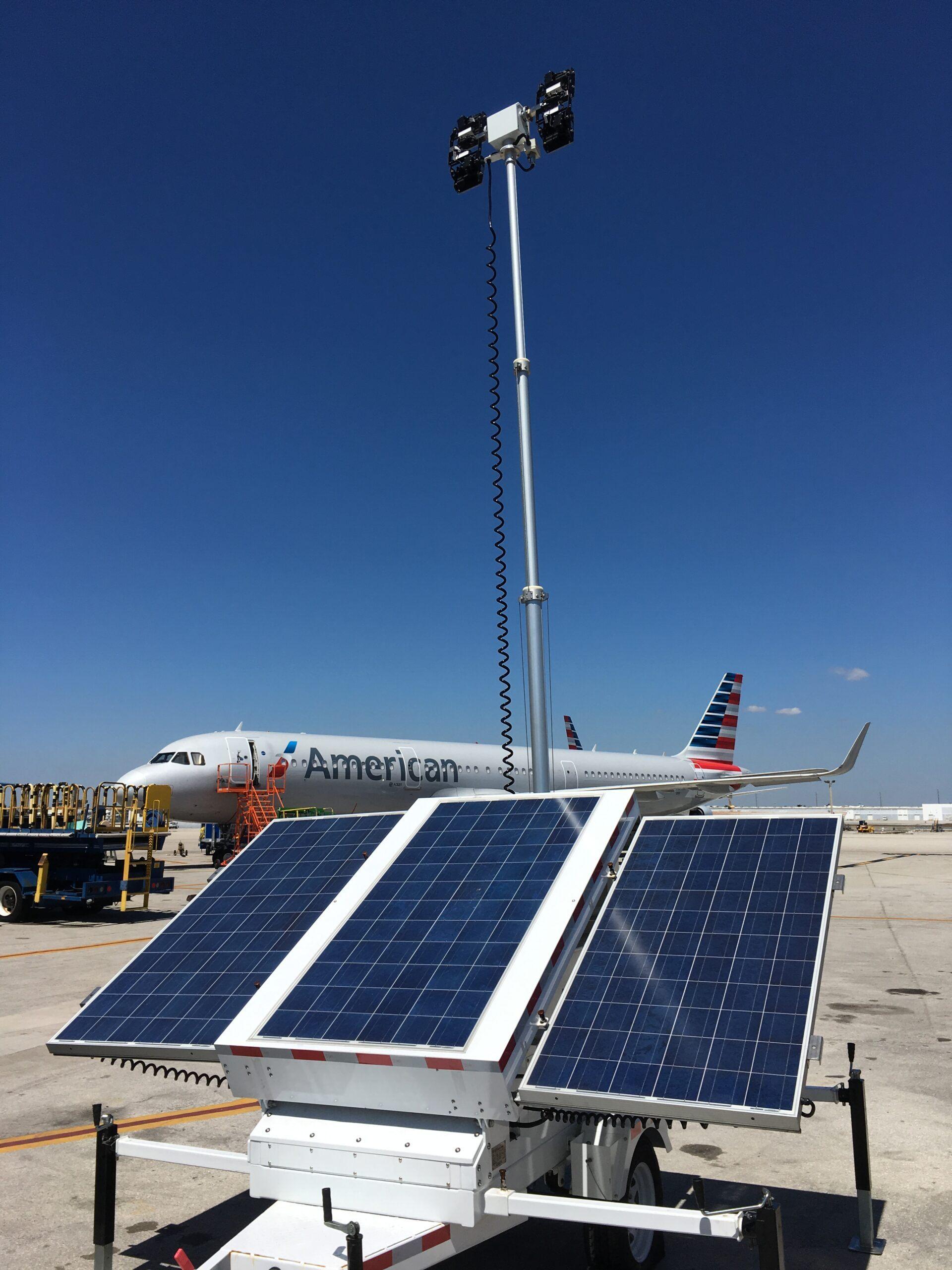 Greenshine mobile solar light tower deployed at a data center perimeter