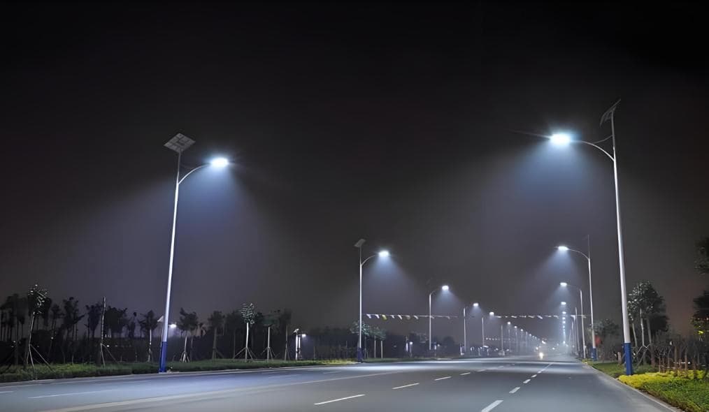 Commercial solar outdoor lighting installed at a Georgia business property